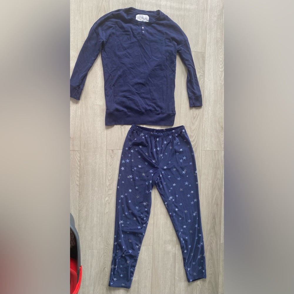 Hanes Blue Pajama Set with Starry Design